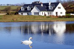 Lochside Guest House with swan on the pond in front